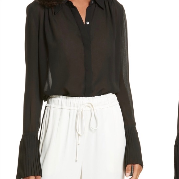 Frame Sheer Pleated Blouse -gorgeous cuffs! - Picture 3 of 6